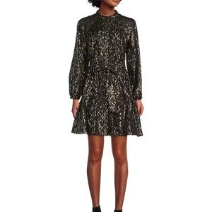 Antonio Melani Camila Chiffon Dress In Black & Gold, 12